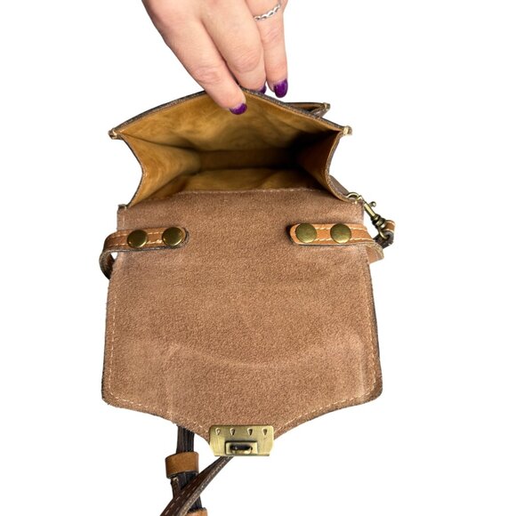 Patricia Nash Leather Crossbody Bag With Map Print Brass Hardware - Picture 4 of 9